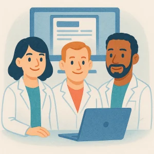 doctors explaining lab test results via telehealth