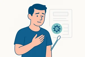 Illustration of a person getting tested for being a MRSA carrier