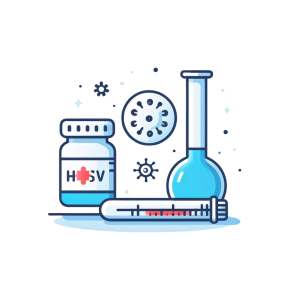 Illustration of medical testing objects for HSV detection, highlighting the use of precise and confidential testing methods