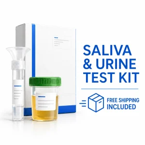 A true health labs saliva and urine test kit that shows free shipping.